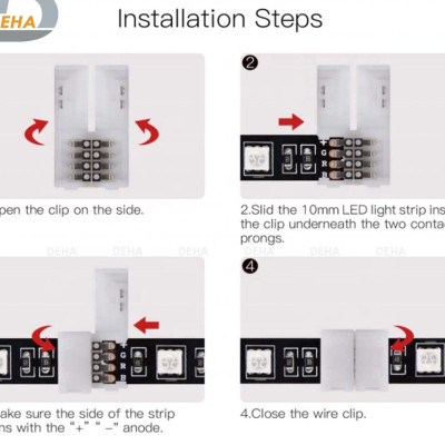 Đầu nối thẳng 4 chân cho led dây dán 5050 RGB đổi màu connector 4P pin 10 mm trang trí dán tường thạch cao, cây máy tính, màn hình, ti vi, TV, Gaming, Tiktok dán tường, chống nước bền đẹp- Chính hãng DEHA