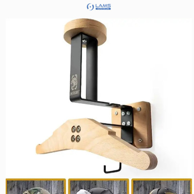 Giá treo nón bảo hiểm, áo khoác, chìa khóa chât liệu gỗ + thép không gỉ GTN24