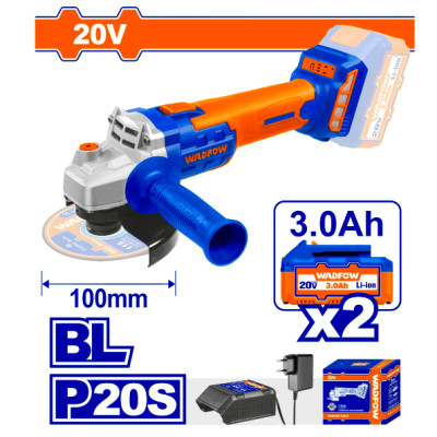 MÁY MÀI GÓC DÙNG PIN 20V (KHÔNG CHỔI THAN) WLAPM12 WADFOW (KÈM 2 PIN 3.0 AH & SẠC) - HÀNG CHÍNH HÃNG