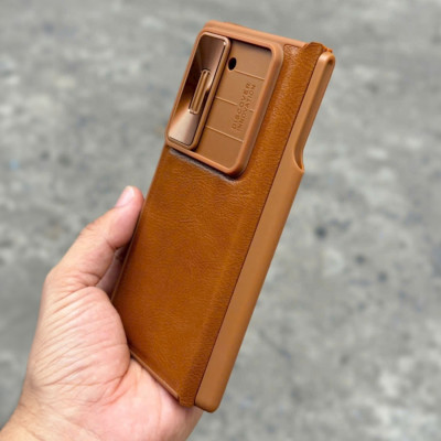 Case bao da chống sốc cho Samsung Galaxy Z Fold 6 trang bị nắp bảo vệ Camera và ngăn đựng S-Pen và khe nhét thẻ card hiệu Nillkin Qin Pro (chất liệu da cao cấp, thiết kế thời trang cá tính) - Hàng nhập khẩu