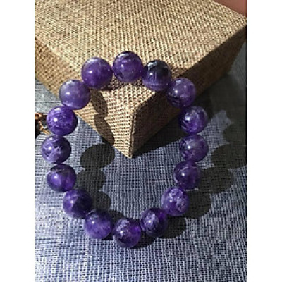 VÒNG THẠCH ANH TÍM 12LY  ĐÁ TỰ NHIÊN NAM NỮ MẠNG  HOẢ THỔ 