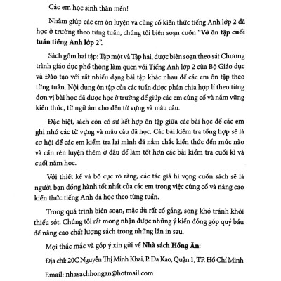 Vở Ôn Tập Cuối Tuần Tiếng Anh Lớp 2 - Tập 2 (Theo Chương Trình Giáo Dục Phổ Thông Mới)