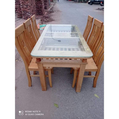 Bàn Ăn 2 tầng ghế Gỗ Sồi Nga 100% ko pha tạp[hỗ trợ vận chuyển]