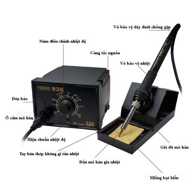 Trạm Hàn Hako 936 60W Mỏ Hàn Thiếc – Điều Chỉnh Nhiệt 200–480°C, Lên Nhiệt Nhanh, Bền Bỉ