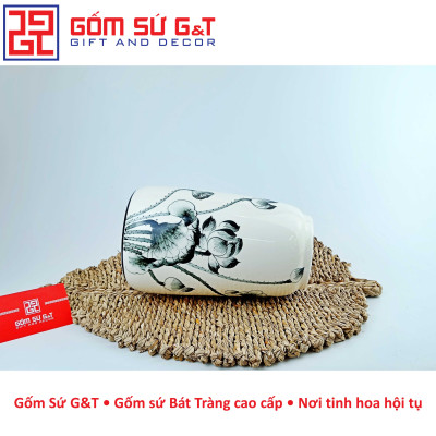 Lọ hoa dáng đu đủ vẽ sen tràm Gốm Sứ G&T