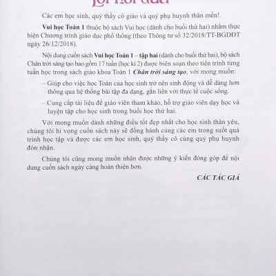Vui Học Toán 1 - Tập 2 (Dành Cho Buổi Thứ Hai - Bộ Sách Chân Trời Sáng Tạo)