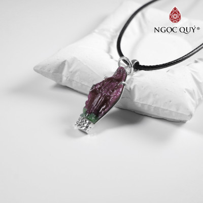Mặt dây chuyền Chúa Jessus đá Ruby Nam Phi bọc bạc 36x14mm mệnh hỏa, thổ - Ngọc Quý Gemstones