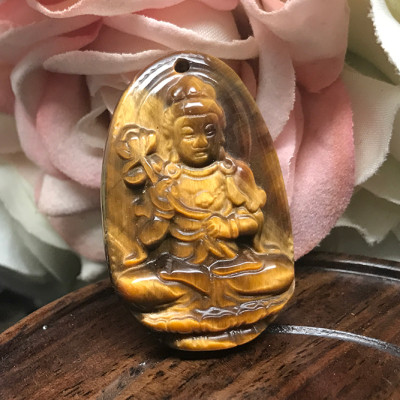 Mặt Dây Chuyền Đại Thế Chí Bồ Tát Đá Mắt Hổ Ngọc Quý Gemstones DTCBTMH