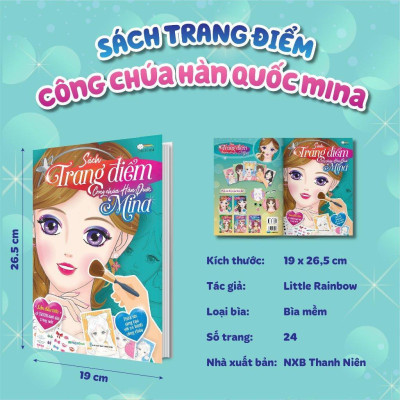 Sách - Trang Điểm Công Chúa Hàn Quốc Mina - Tô Màu Và Bóc Dán Hơn 100+ Stickers Xinh Đẹp Cho Bé Gái - Megabook
