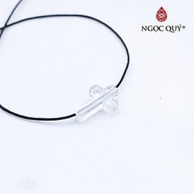 Mặt dây chuyền thánh giá xỏ ngang đá thạch anh trắng 19x13x4mm mệnh thủy, kim - Ngọc Quý Gemstones