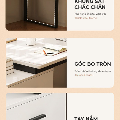 Bàn làm việc kèm tủ hồ sơ đa năng chất liệu gỗ MDF phủ melamine thương hiệu IGA - GM196
