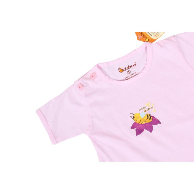 Bộ sơ sinh 100% Cotton màu ngắn thể thao cài nút vai BABIBOO - BBC09