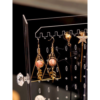 Hộp 3 khay treo trang sức khuyên tai mica trong suốt (khay trong và khay đen giao ngẫu nhiên)