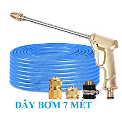 Bộ dây vòi xịt nước ️ , tăng áp 3 lần, loại 7m, 10m 206701-3 đầu đồng, cút đồng, + mở chai