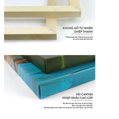 Bộ 3 tranh canvas treo tường bến thuyền khung gỗ cao cấp 122-847 - 35 x 35 xm x 3 tranh