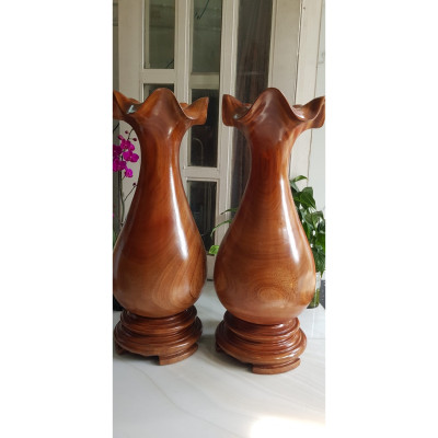 Cặp Lộc Bình Gỗ Gõ Đỏ cao 68cm x đk 25cm vân tự nhiên đẹp Anh Chị trưng phòng khách nhà, công ty, 2 bên bàn thờ Thần Tài , bất kỳ nơi nào trang trí trong nhà thấy đẹp Ý nghĩa Bình An, Phú Quý Tài Lộc ạ