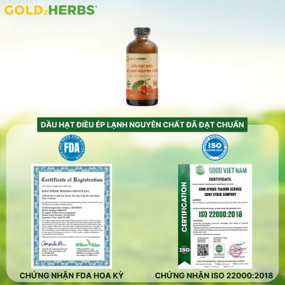 Dầu hạt điều ép lạnh nguyên chất GoldzHerbs - Chai 120ml/ 250ml