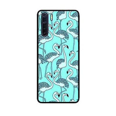 Ốp Lưng in cho Oppo A91 Mẫu Đàn Hạc Nền Xanh - Hàng Chính Hãng