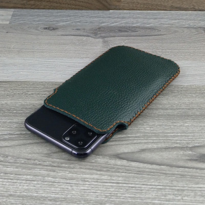 Bao Da Túi Rút dành cho  Samsung Galaxy note 10 Da Bò Hạt Màu Xanh Rêu