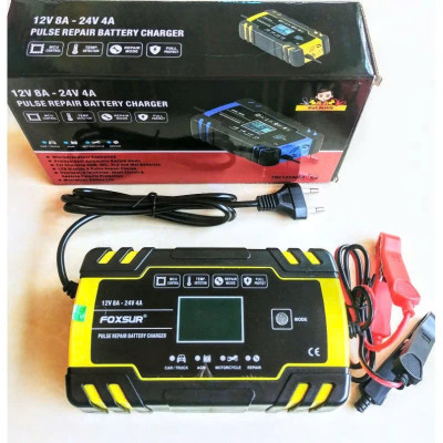 Hàng Nhật - Sạc Ắc Quy Foxsur Thông Minh 12V–24V - 150Ah - Tự Ngắt, Khử Sunfat, Phục Hồi Ắc Quy Siêu Hiệu Quả , đèn ốp trần