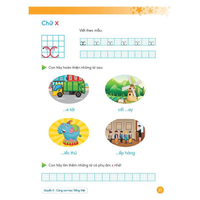 Sách - Hành Trang Giúp Con Tự Tin Vào Lớp 1 - Quyển 3 - Cùng Con Học Tiếng Việt - Megabook