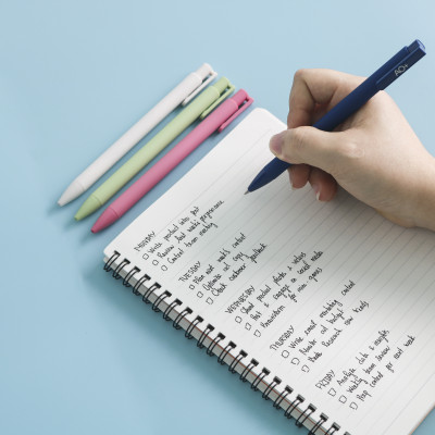 Bút Gel 0.5mm AO+ BG101, Bút Gel Mực Đen Nhanh Khô Thân Bút Nhiều Màu