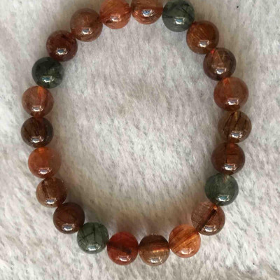 VÒNG THẠCH ANH TÓC TAM TÀI ĐỦ MÀU 8mm ĐÁ THIÊN NHIÊN ĐẸP NỮ TẤT CẢ CÁC MỆNH