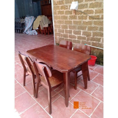 (Tặng kính) Bàn ghế ăn sồi chân chéo 1m2 (4 ghế)