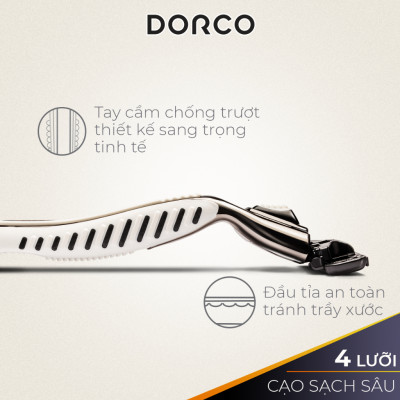 DORCO PACE 4 - Combo Dao Cạo Râu Hàn Quốc 4 Lưỡi - Bộ Gồm 2 Hộp Mỗi Hộp Gồm 1 Cán và 9 Đầu Cạo