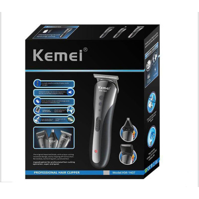 Tông Đơ Cắt Tóc, Cạo Râu, Tỉa Lông Mũi Kemei Km-1407 Cao Cấp
