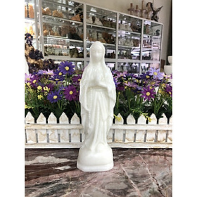 Tượng Công Giáo Đức Mẹ Maria đá cẩm thạch trắng - Cao 25 cm
