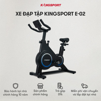 CHỈ GIAO MIỀN NAM | Xe đạp tập KINGSPORT Enjoy E-02 bánh đà 6kg, kháng lực từ tính êm ái, tích hợp đồng hồ đo lường chỉ số, cân nặng phù hợp dưới 80-85kg