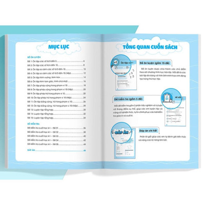 Sách - Combo 2 cuốn Đề ôn luyện và tự kiểm tra Toán lớp 1 - tập 1 + 2 (MG)