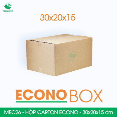 MEC26 - 30x20x15 cm - Combo 100 thùng hộp carton trơn siêu tiết kiệm ECONO