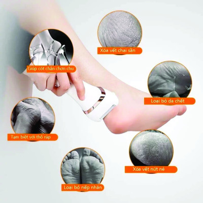 Máy chà gót chân tẩy tế bào chết 3 đầu mài 2 chế độ cao cấp, máy mài gót chân đa năng - tặng kèm bộ phụ kiện 10 món