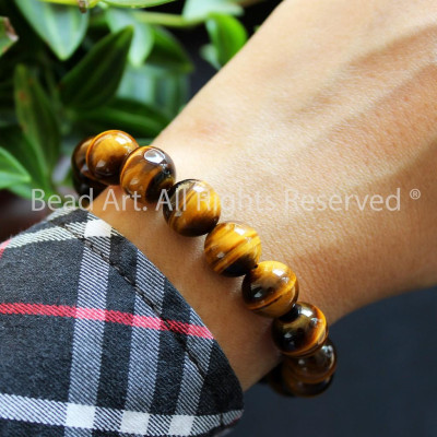 Vòng Tay Đá Tiger Eye Nâu Vàng Tự Nhiên 10MM Loại AA, Hợp Mệnh Thổ, Kim , Vòng Tay Phong Thuỷ, Chuỗi Hạt, Yoga