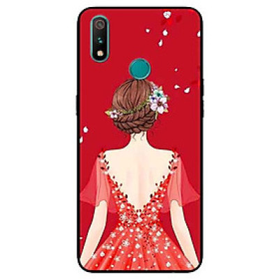 Ốp Lưng in cho Realme 3 Pro Mẫu Cô Gái Váy Đỏ - Hàng Chính Hãng