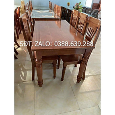 Bàn ghế ăn gỗ xoan đào cao cấp (bàn chân tròn 160cm+6 ghế)