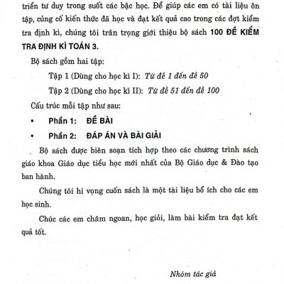 100 Đề Kiểm Tra Định Kỳ Toán 3 - Tập Hai (Biên Soạn Theo Chương Trình Giáo Dục Phổ Thông Mới)