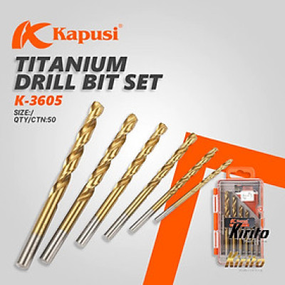 Bộ Mũi khoan inox hãng Kapusi Nhật Bản các gồm 6 cây cỡ 3mm, 4mm, 5mm, 6mm, 7mm, 8mm