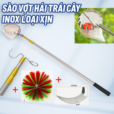 Bộ Sào Vợt Inox Hái Trái Cây Trên Cao 6M – Rút Dài, Kèm 4 Phụ Kiện Cao Cấp Loại 1