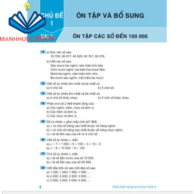 Sách - Phát Triển Năng Lực Tự Học Toán 4 - Biên soạn theo chương trình GDPT mới.