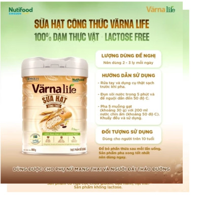 Thực phẩm bổ sung sữa hạt công thức Varna Life 800g