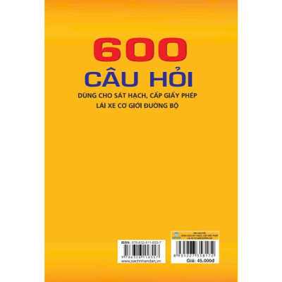 Sách - 600 câu hỏi dùng cho sát hạch, cấp giấy phép lái xe cơ giới đường bộ( sửa đổi mới 2025 )