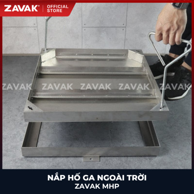 Nắp hố ga Zavak MHP-AA60 KT60x60cm, lát đá dày 2cm, chịu tải xe 3.2 tấn, inox 304