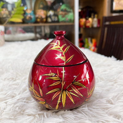 Hủ mận sơn mài Thanh Bình Lê họa tiết phong phú đựng kẹo mứt, trang trí văn phòng, nhà cửa, làm quà tặng ý nghĩa