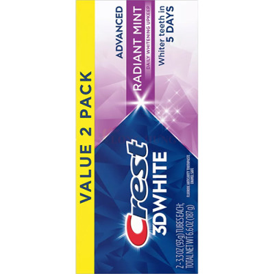  Combo kem đánh răng Crest 3D White Radiant Mint (93g x 2) - Hàng chính hãng