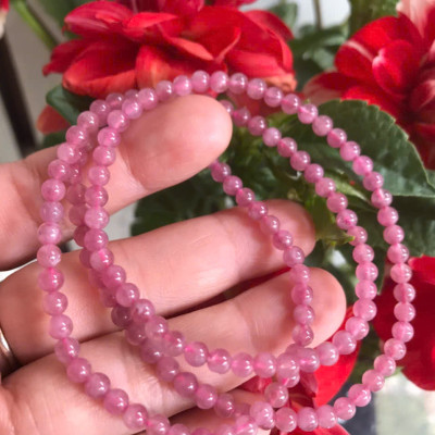 Chiếc Vòng Tay Chuỗi Quấn 3 Vòng Đá Tourmaline Hồng Tự Nhiên Đẹp Size hạt 4mm Nữ mệnh Hỏa và mệnh Thổ đeo xinh tay may mắn ạ