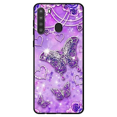 Ốp lưng dành cho Samsung Galaxy A21 mẫu Bướm Hoa Xanh