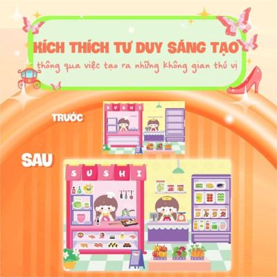 Sách - Trò Chơi Đóng Vai Công Chúa Nhỏ Mika - Cửa Hàng Đồ Ăn - Bóc Dán 80+ Sticker Đa Dạng Cho Bé Gái - Megabook